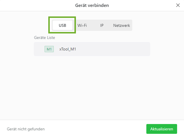 Um das WLAN einrichten zu können müssen Sie Ihren M1 zunächst mit dem USB Kabel mit Ihrem PC verbinden.