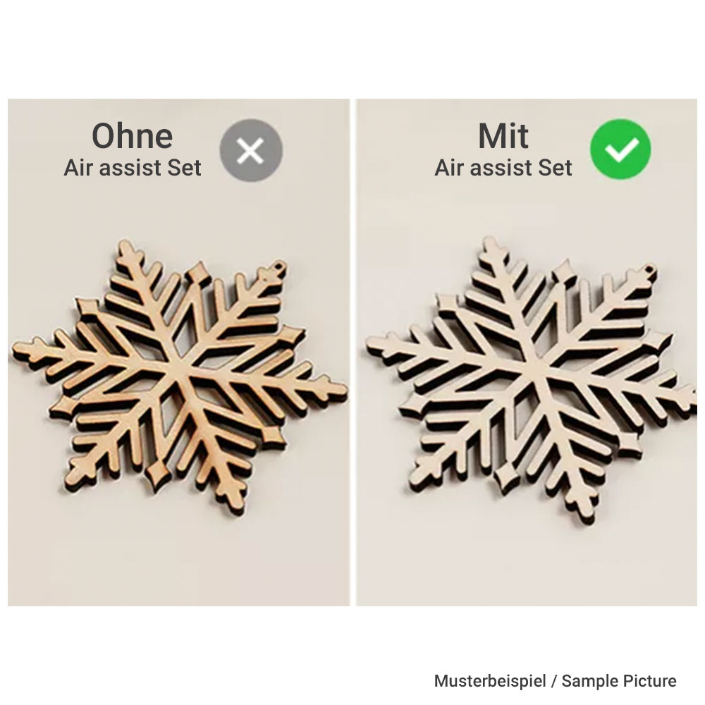 M1 Laser Ergebnis mit und ohne Air Assist Set.