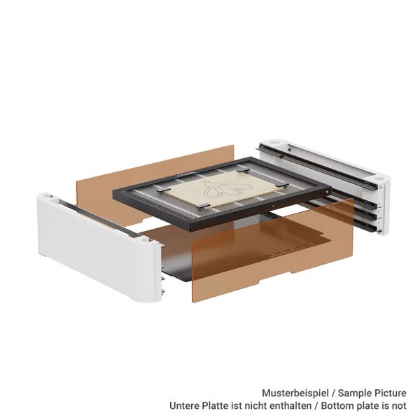 In wenigen Schritten können Sie Ihren M1 Laser mit der Erhöhung und Wabenplatte upgraden.